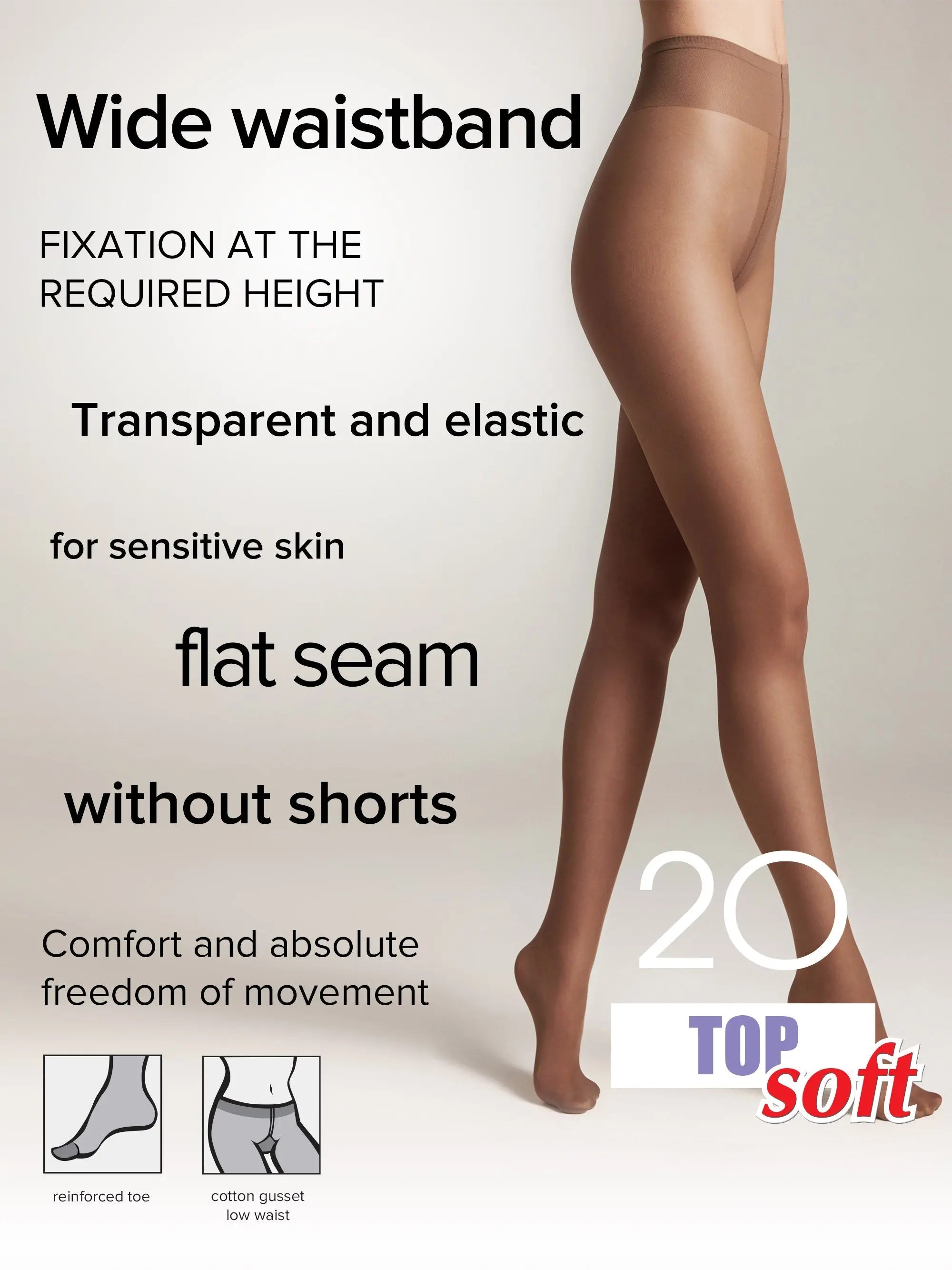 Conte Tights Top Soft 20 Den - Adjustable Fit for Sensitive Skin - Be Bliss Boutique