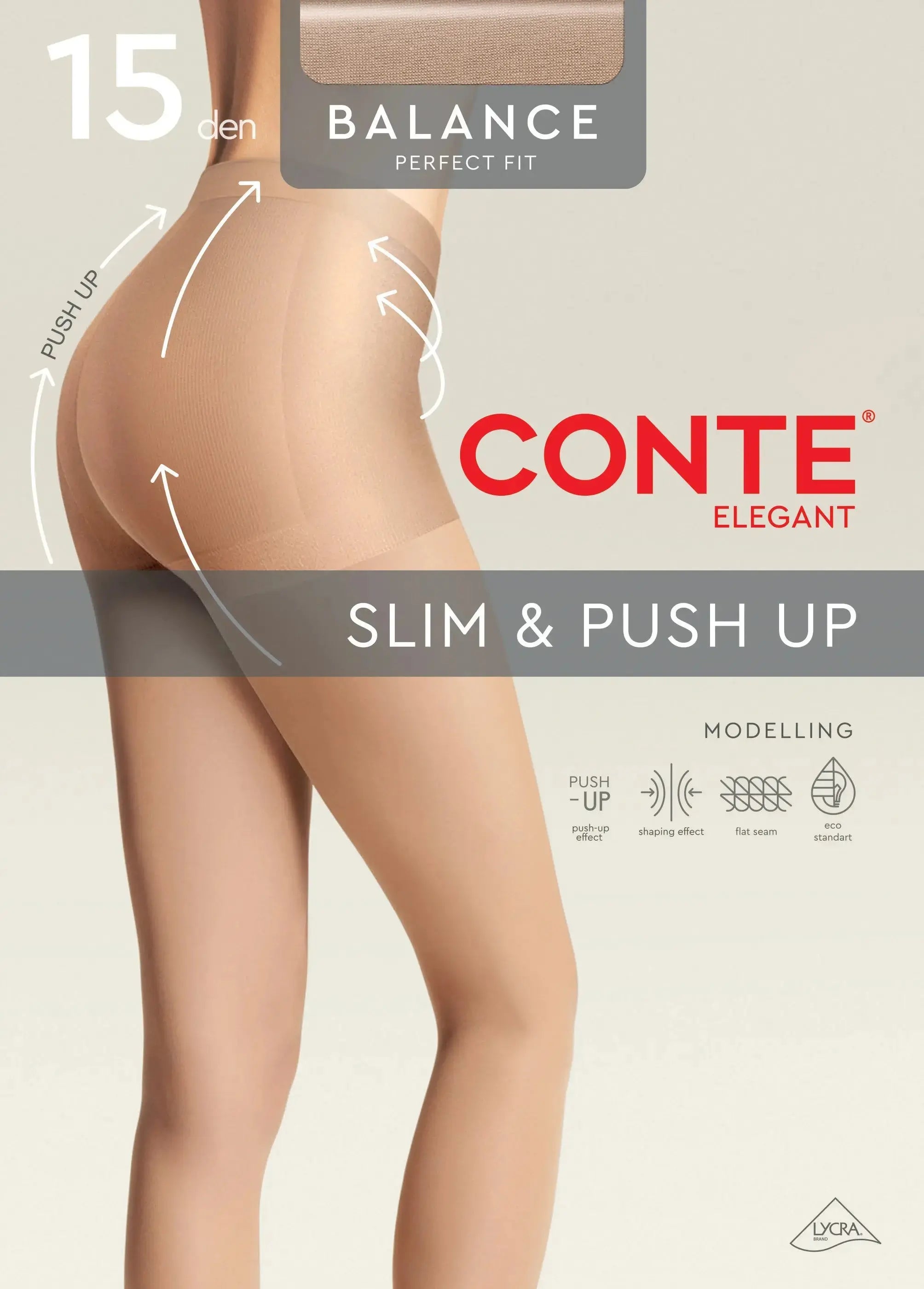 Conte Tights Balance 15 Den - Push-Up Effect - Be Bliss Boutique