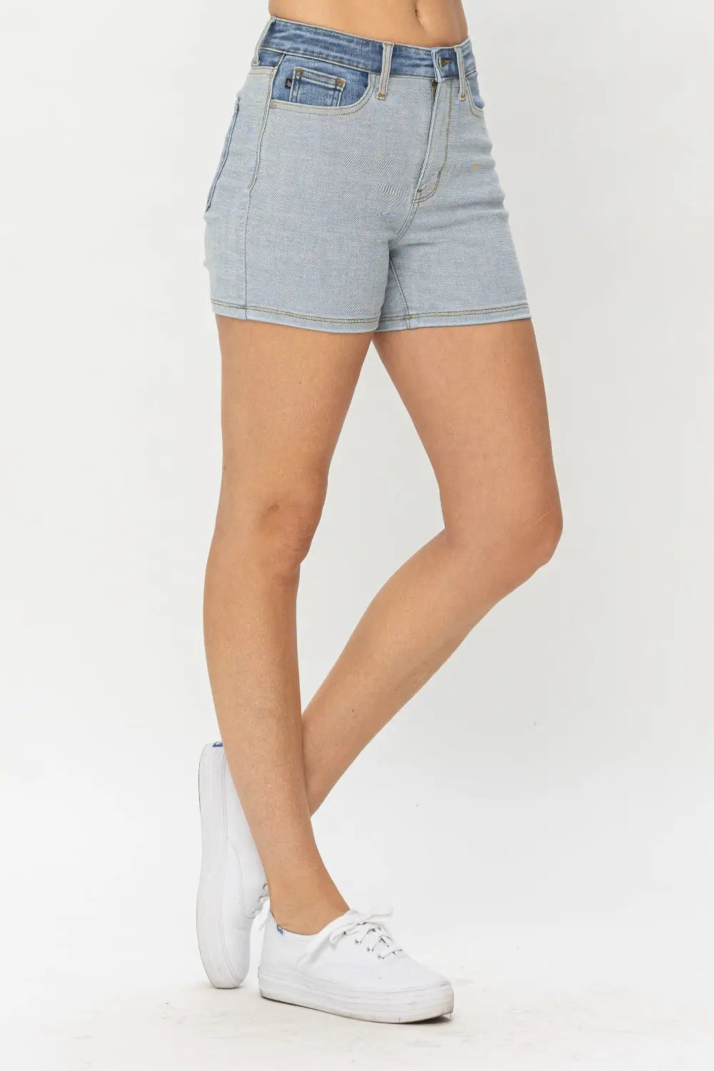 Judy Blue Full Size Color Block Denim Shorts - Be Bliss Boutique