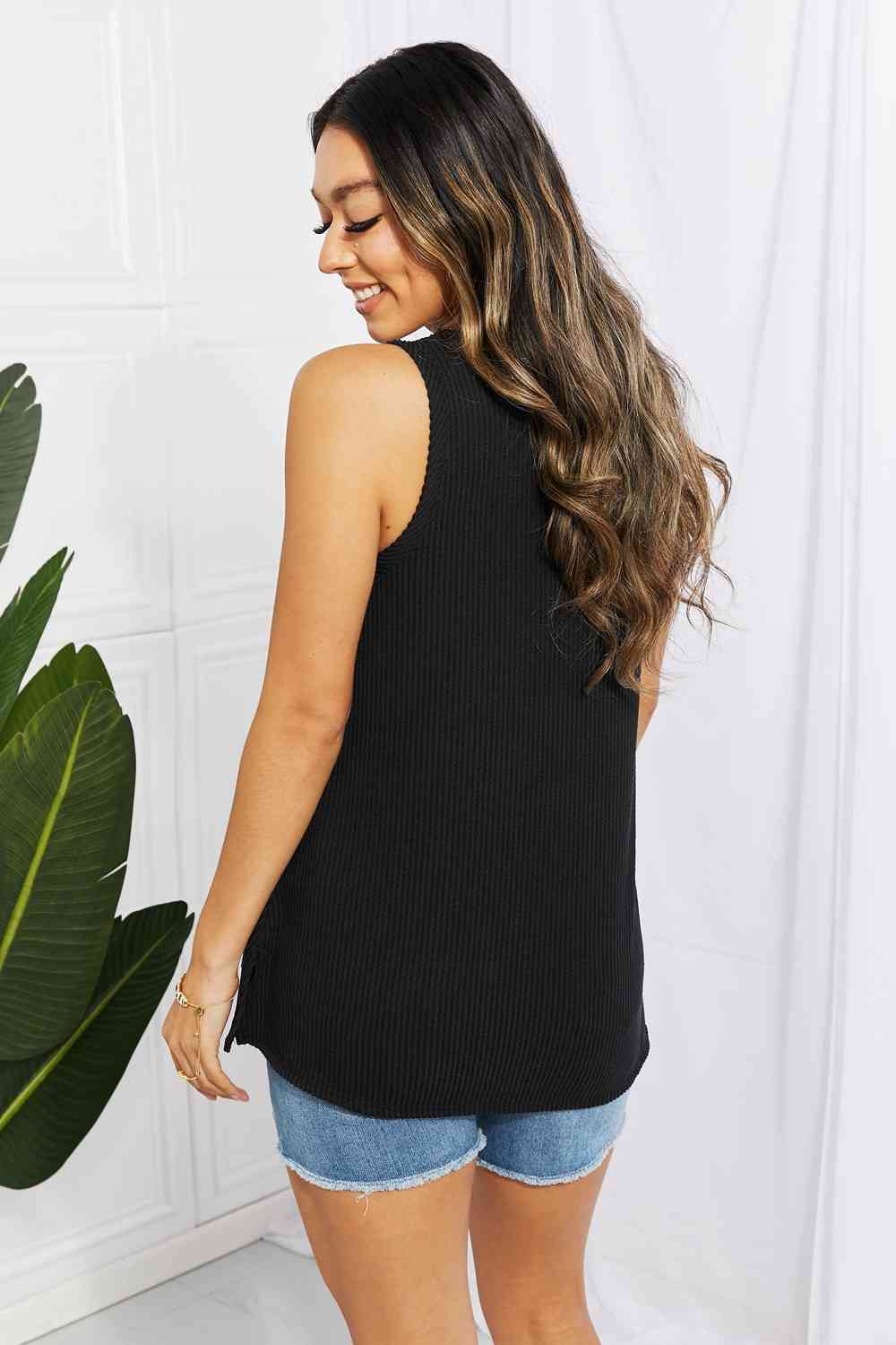 Blumin Apparel Chance of Sun Full Size Ribbed V-Neck Tank - Be Bliss Boutique