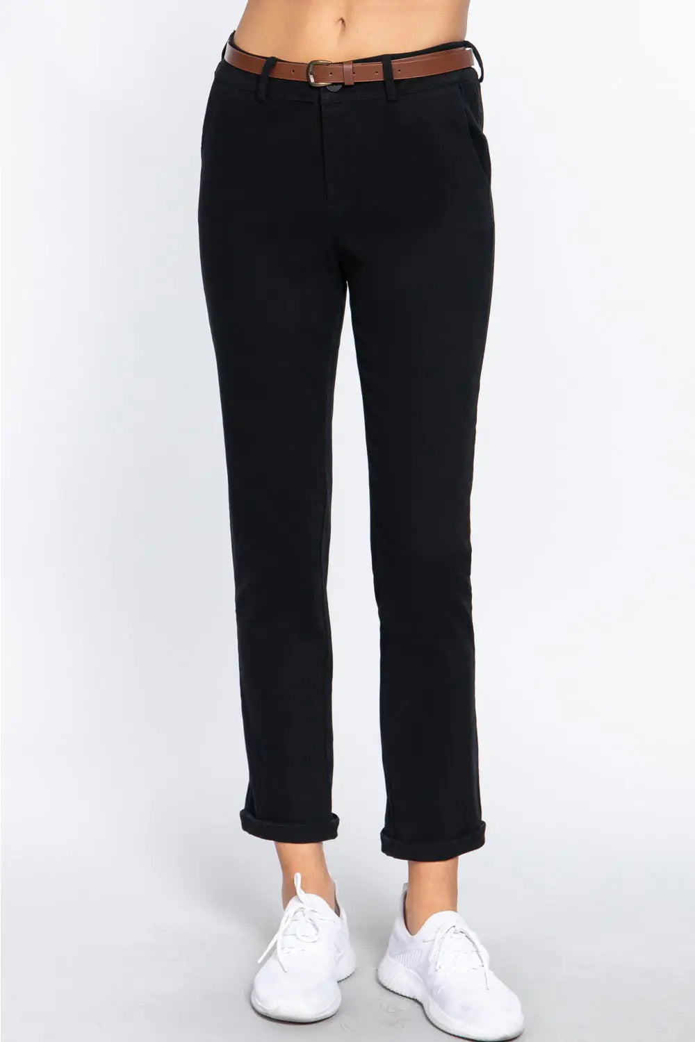ACTIVE BASIC Cotton-Span Twill Straight Pants - Be Bliss Boutique