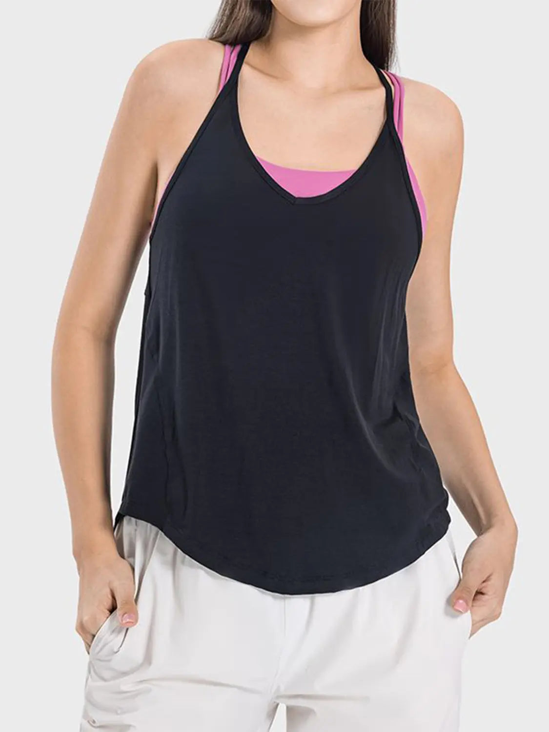 Slit Spaghetti Strap Scoop Neck Cami - Be Bliss Boutique