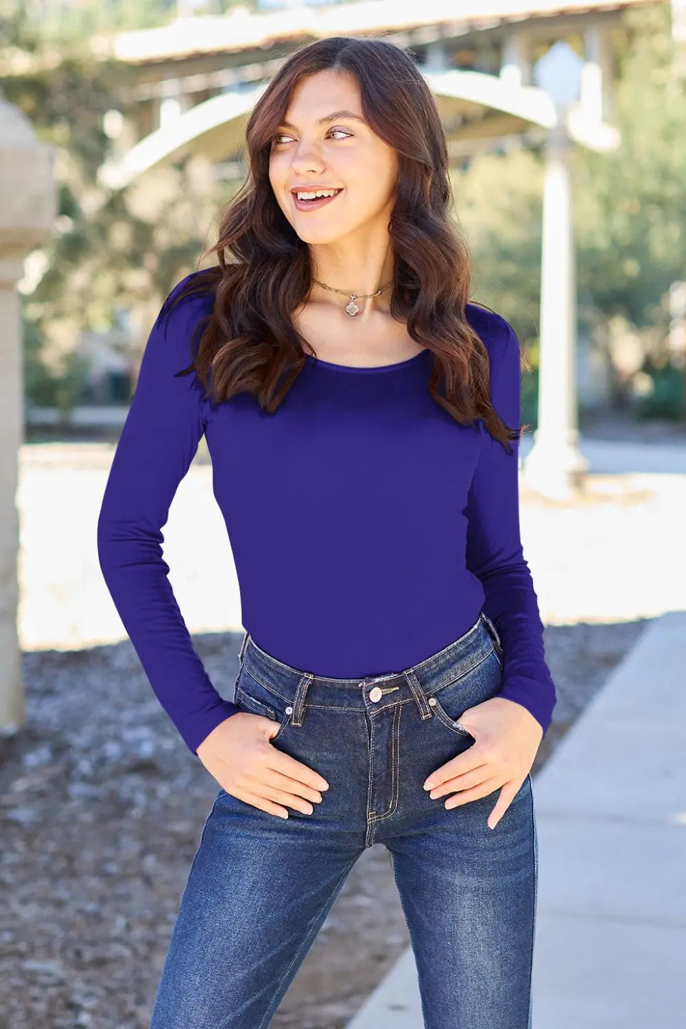 Basic Bae Full Size Round Neck Long Sleeve Bodysuit - Be Bliss Boutique