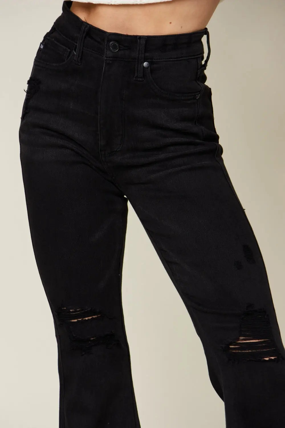 Judy Blue Full Size High Waist Distressed Flare Jeans - Be Bliss Boutique
