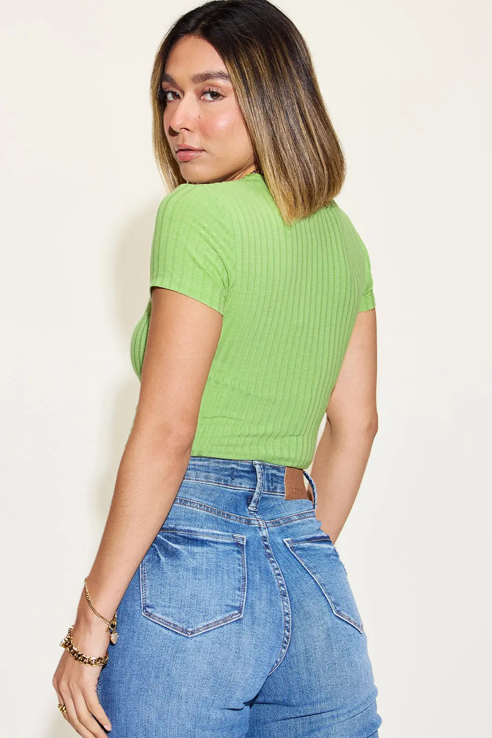 Basic Bae Full Size Ribbed Round Neck Short Sleeve T-Shirt - Be Bliss Boutique