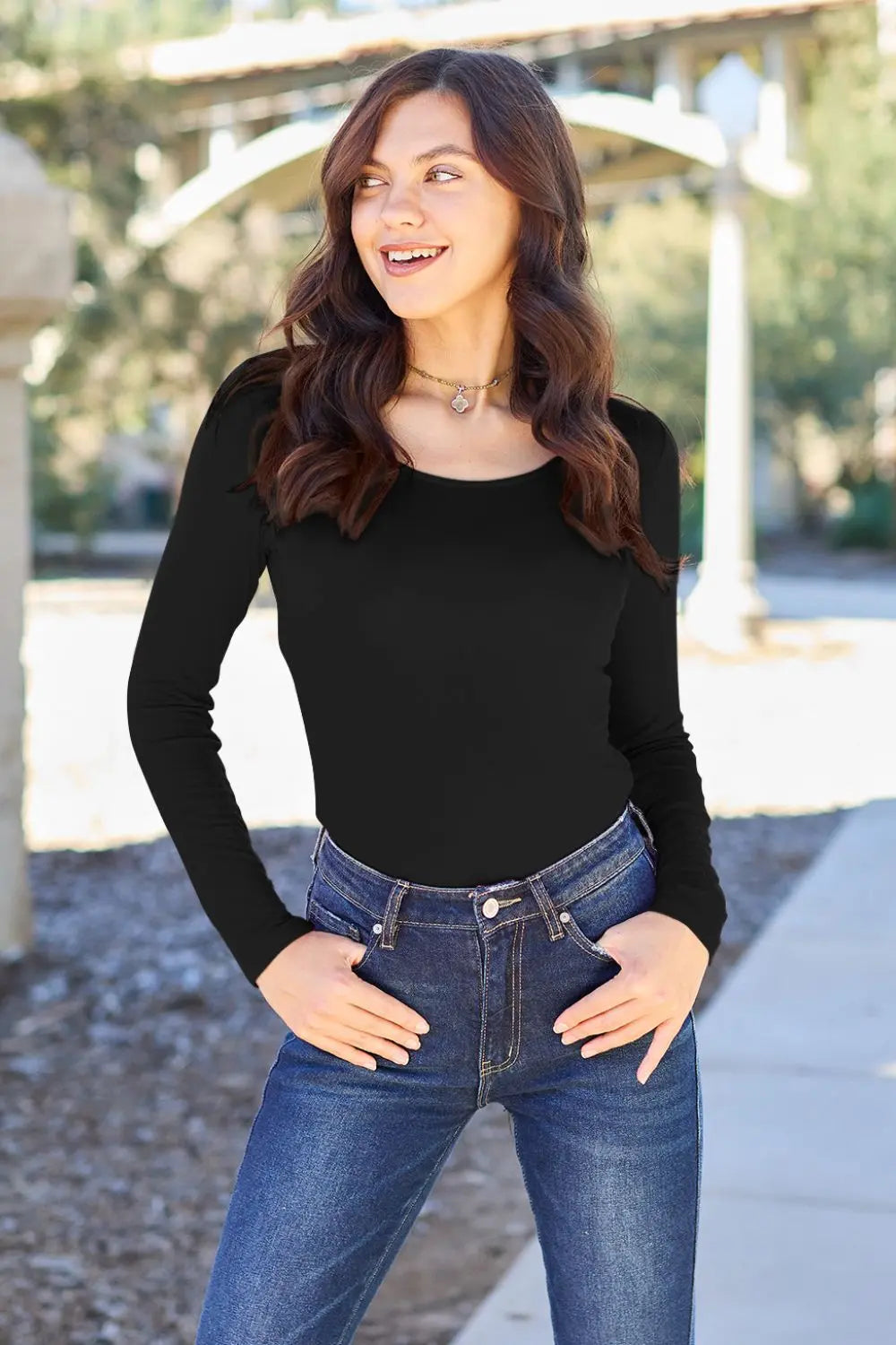 Basic Bae Full Size Round Neck Long Sleeve Bodysuit - Be Bliss Boutique