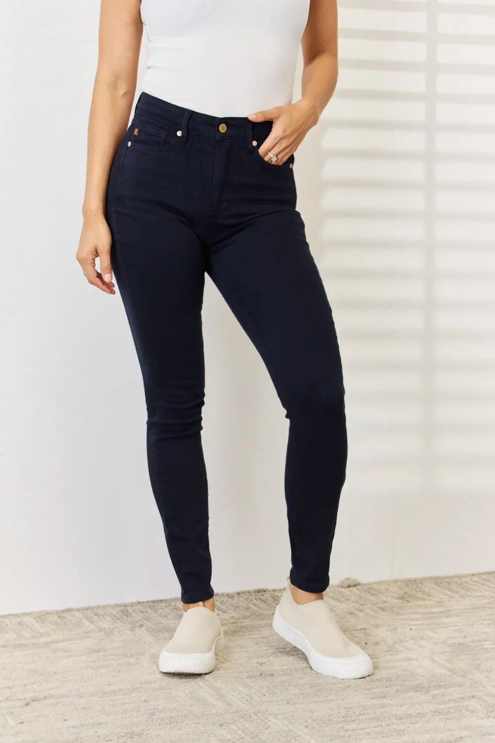 Judy Blue Full Size Garment Dyed Tummy Control Skinny Jeans - Be Bliss Boutique