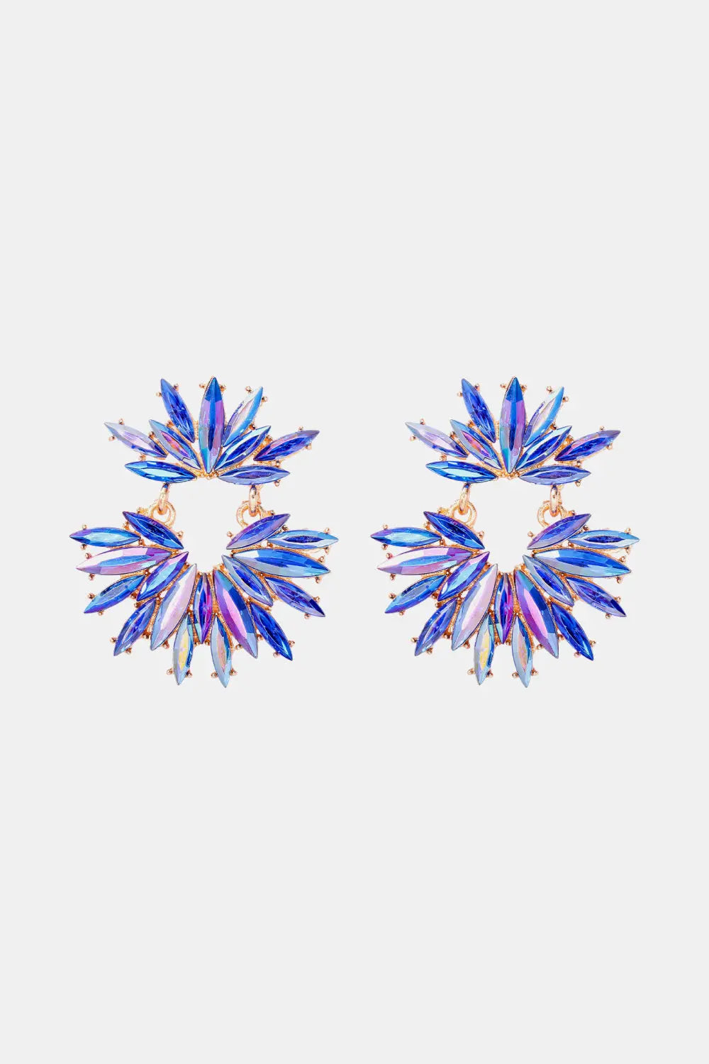 Flower Shape Glass Stone Dangle Earrings - Be Bliss Boutique