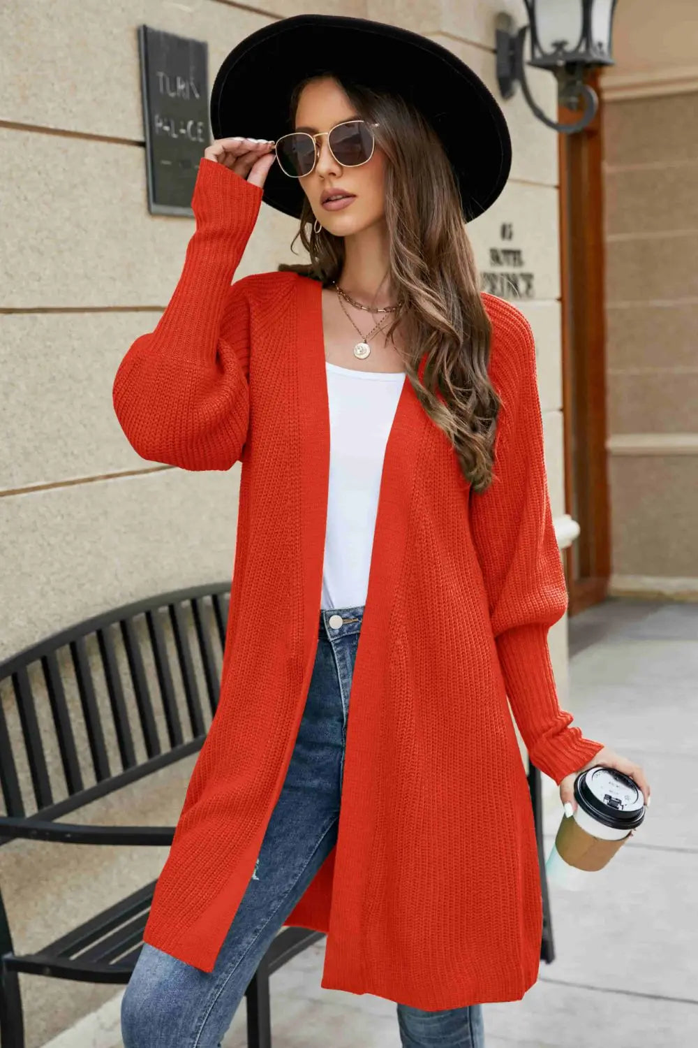 Open Front Lantern Sleeve Cardigan - Be Bliss Boutique