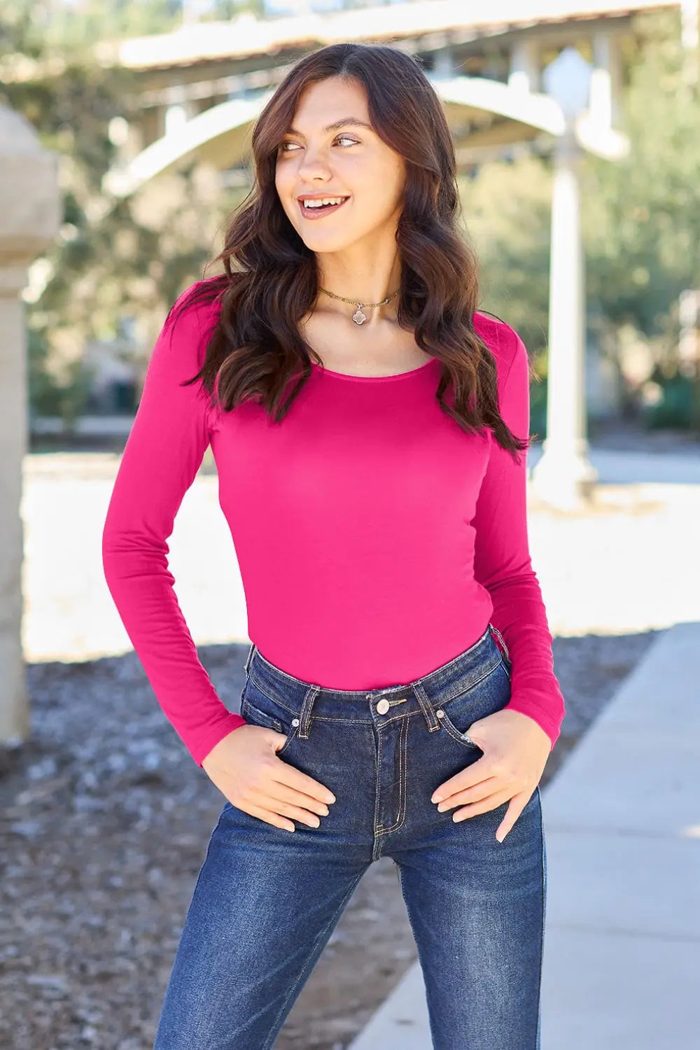 Basic Bae Full Size Round Neck Long Sleeve Bodysuit - Be Bliss Boutique