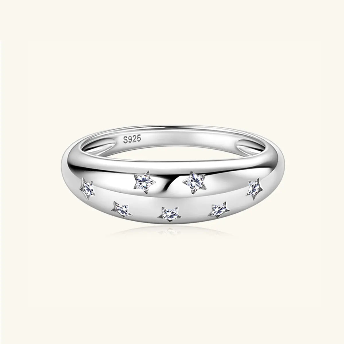 925 Sterling Silver Inlaid Moissanite Star Ring - Be Bliss Boutique