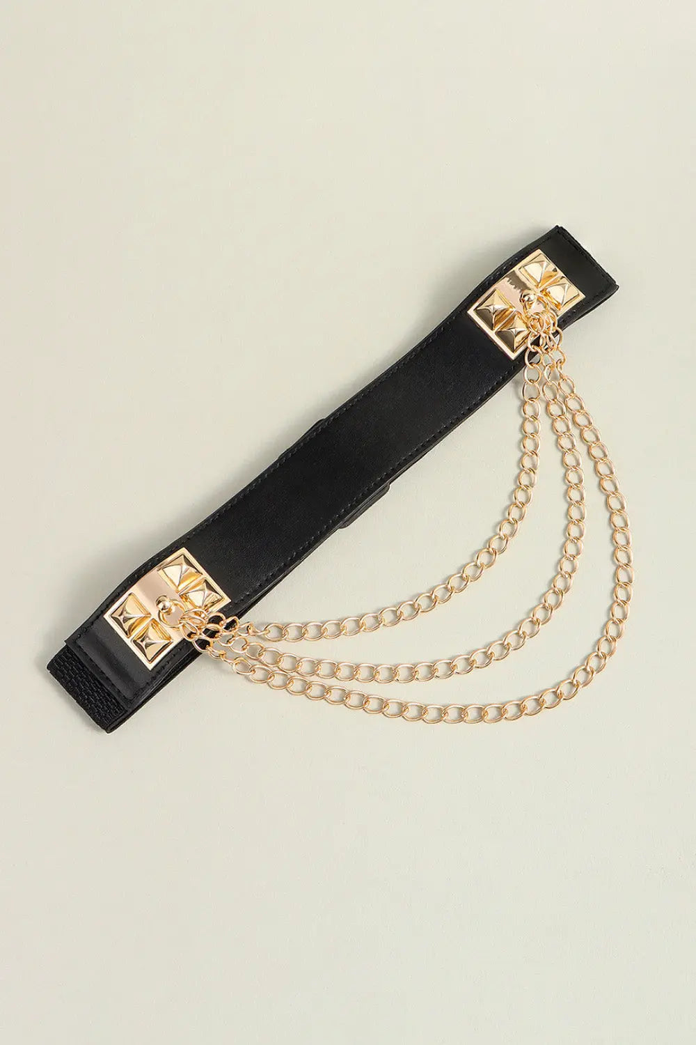 Black Elastic Belt with Triple Gold Chain - Be Bliss Boutique