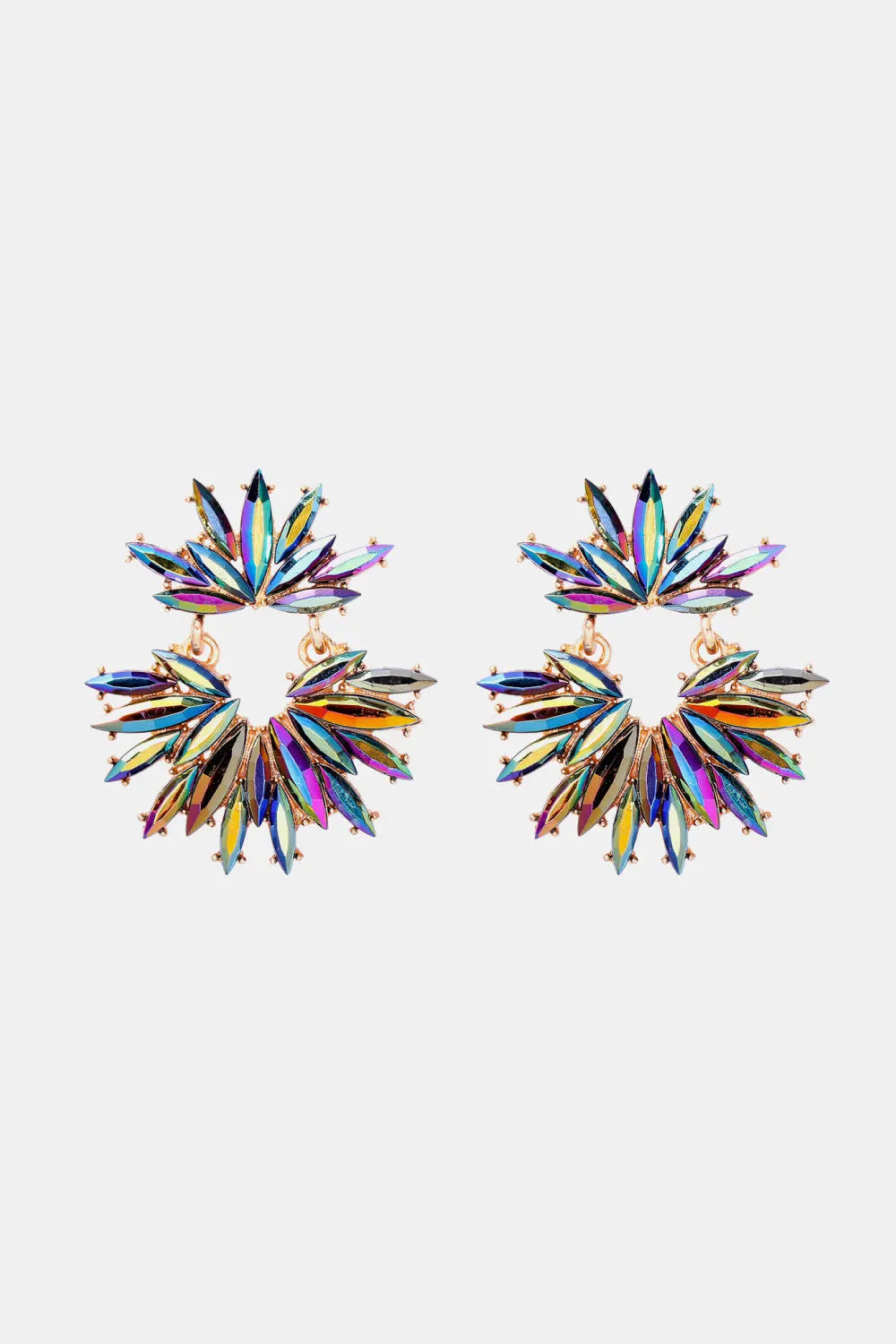 Flower Shape Glass Stone Dangle Earrings - Be Bliss Boutique