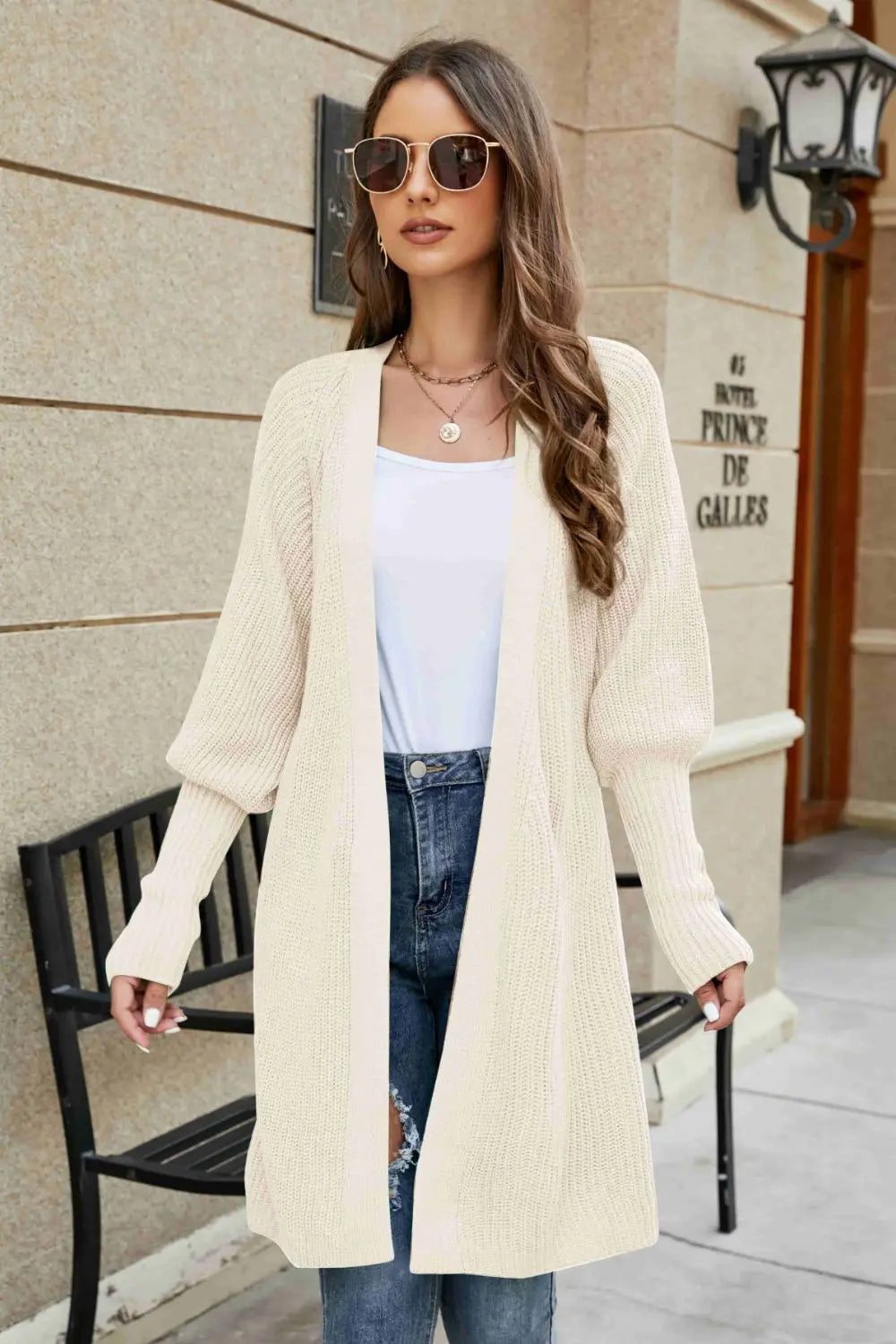 Open Front Lantern Sleeve Cardigan - Be Bliss Boutique