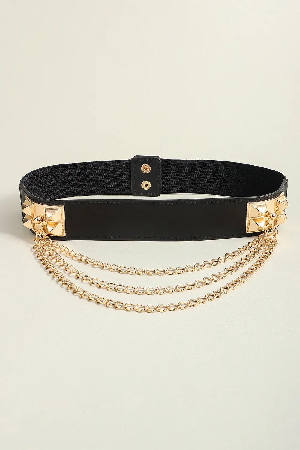 Black Elastic Belt with Triple Gold Chain - Be Bliss Boutique