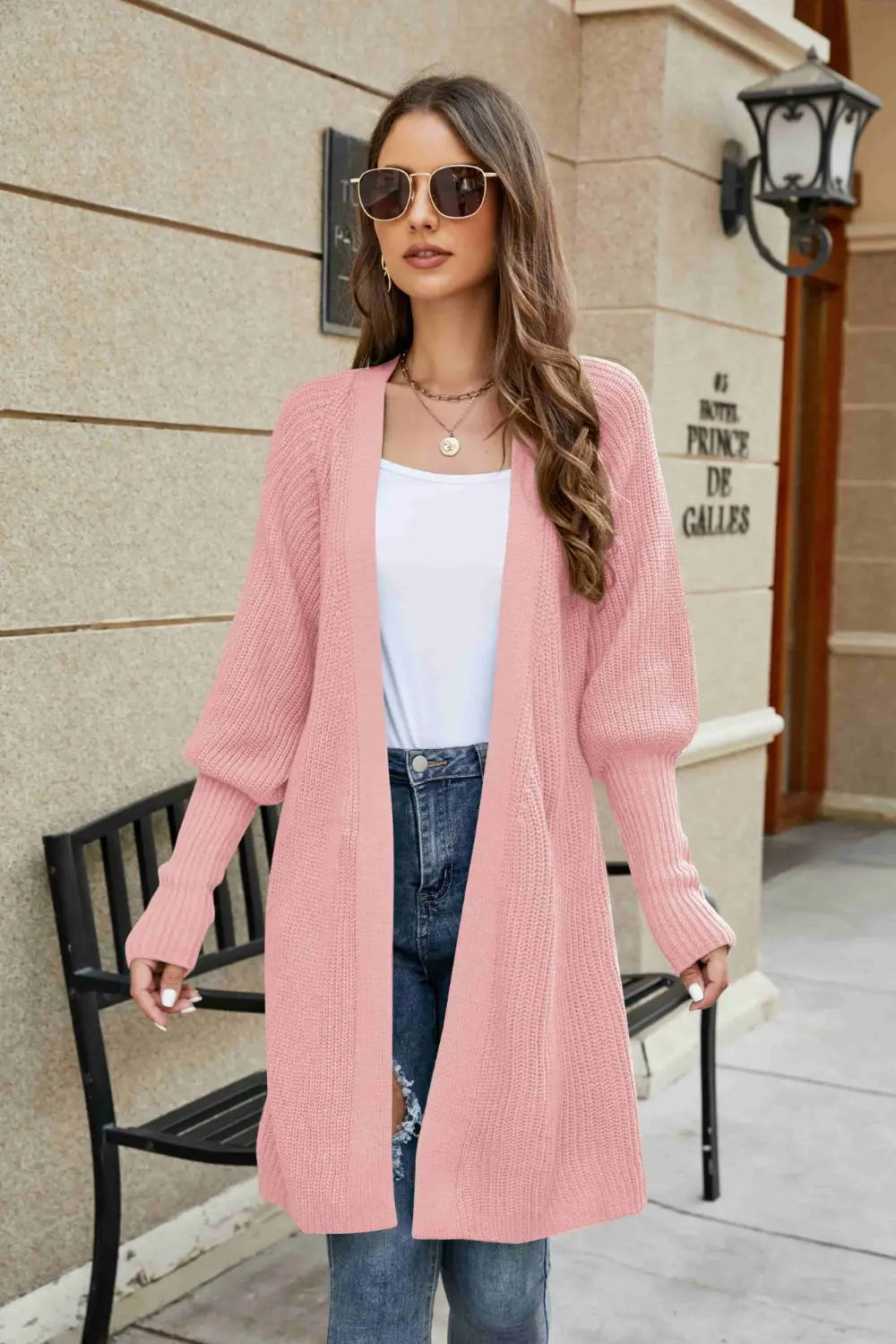 Open Front Lantern Sleeve Cardigan - Be Bliss Boutique