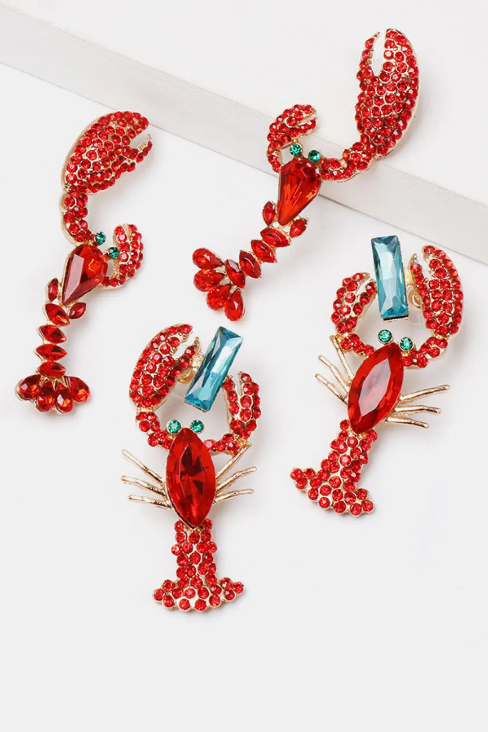 Lobster Shape Glass Stone Dangle Earrings - Be Bliss Boutique