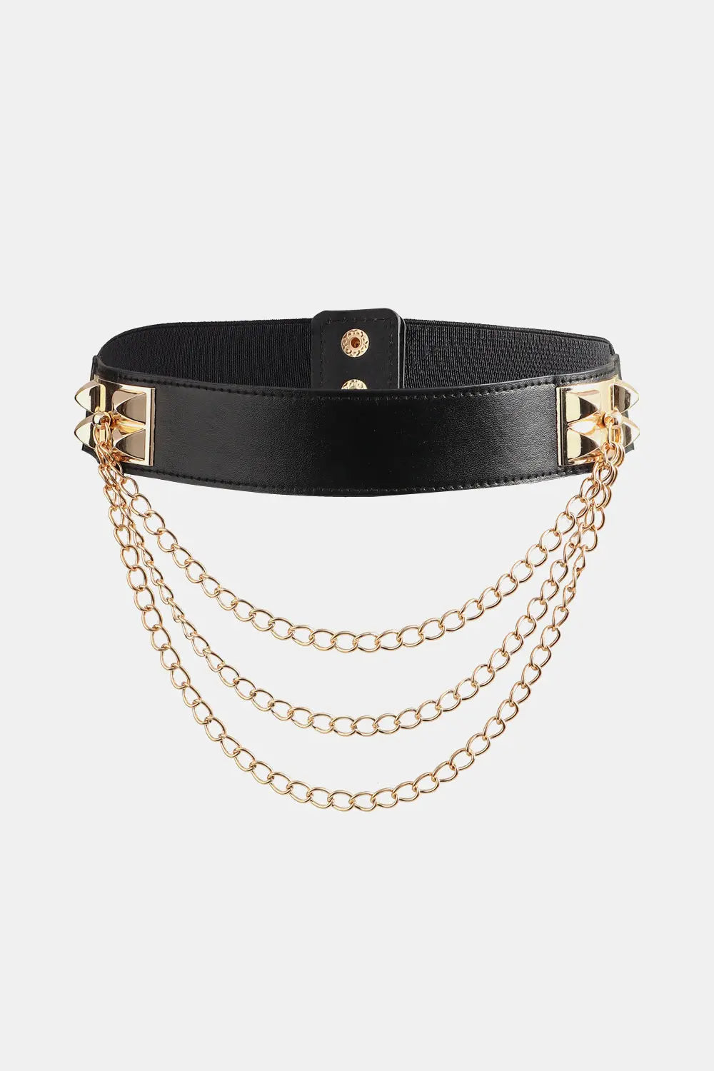 Black Elastic Belt with Triple Gold Chain - Be Bliss Boutique