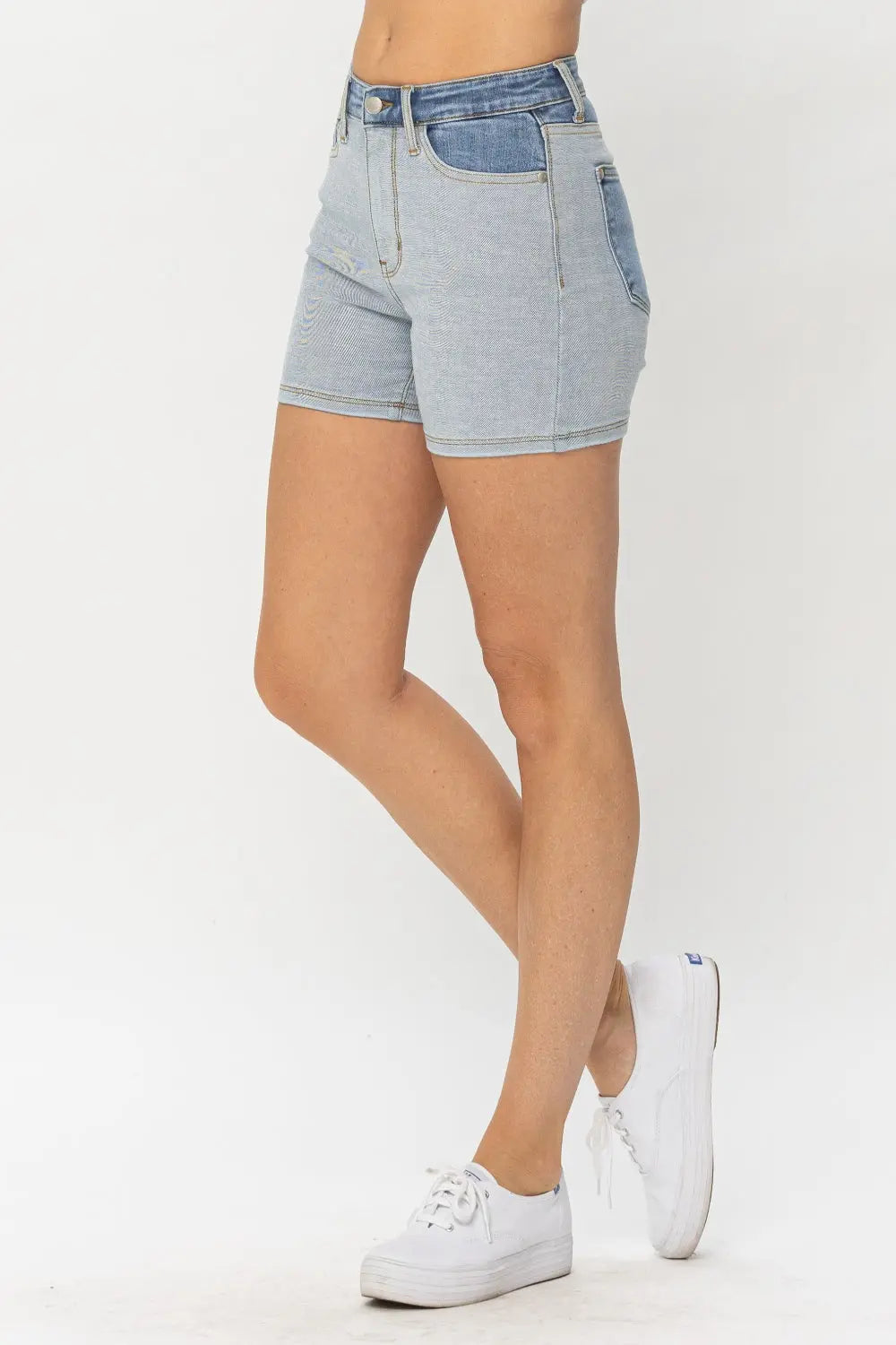 Judy Blue Full Size Color Block Denim Shorts - Be Bliss Boutique