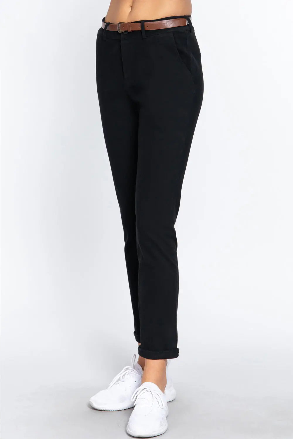 ACTIVE BASIC Cotton-Span Twill Straight Pants - Be Bliss Boutique
