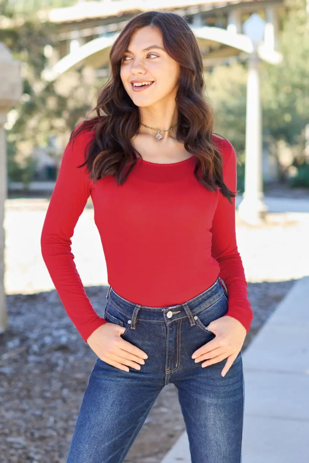 Basic Bae Full Size Round Neck Long Sleeve Bodysuit - Be Bliss Boutique