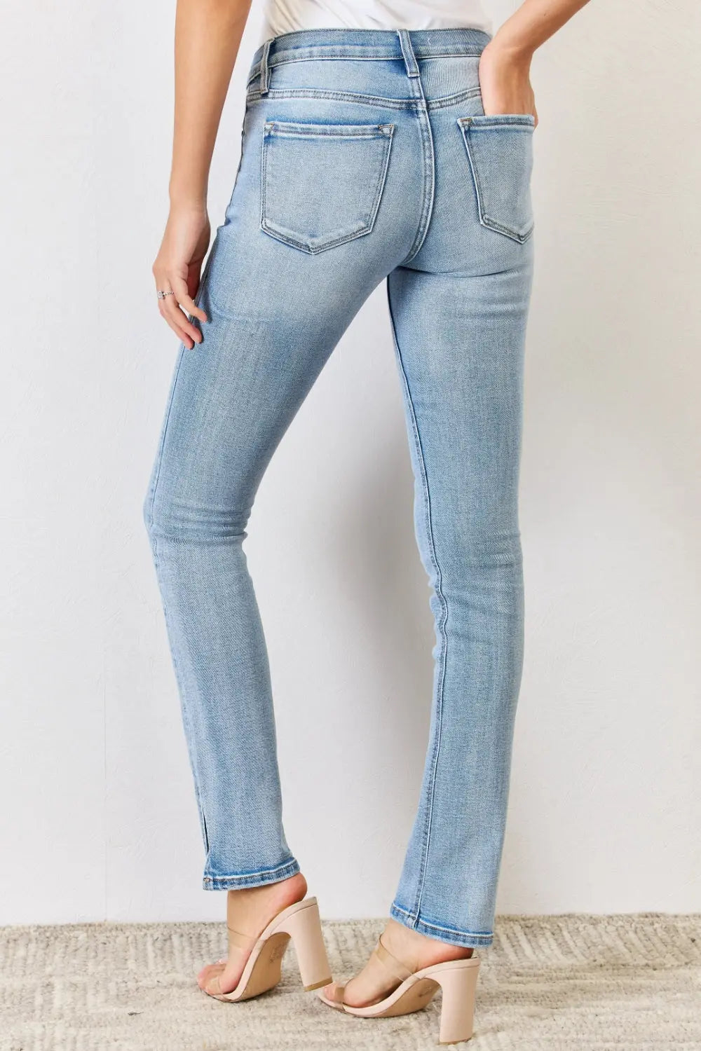 Kancan Full Size Mid Rise Y2K Slit Bootcut Jeans - Be Bliss Boutique