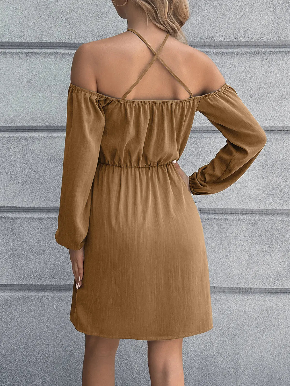 Cold-Shoulder Crisscross Mini Dress - Be Bliss Boutique