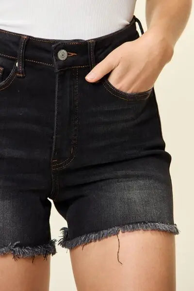 Judy Blue Full Size Tummy Control Fray Hem Shorts - Be Bliss Boutique