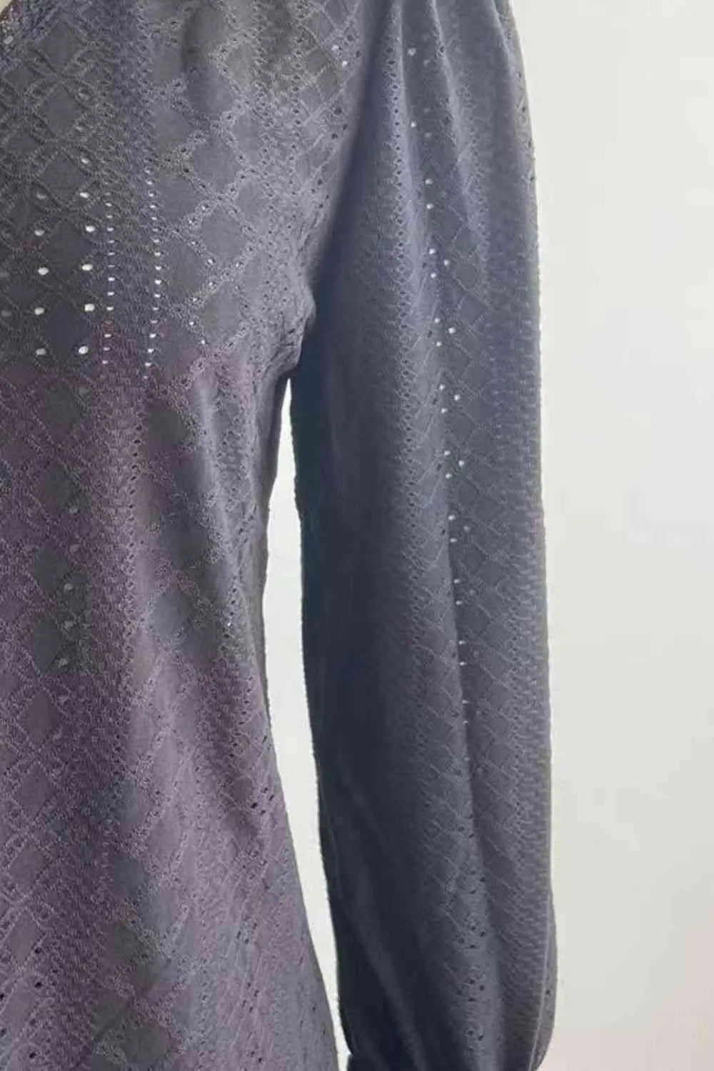 Eyelet V-Neck Flounce Sleeve Blouse - Be Bliss Boutique