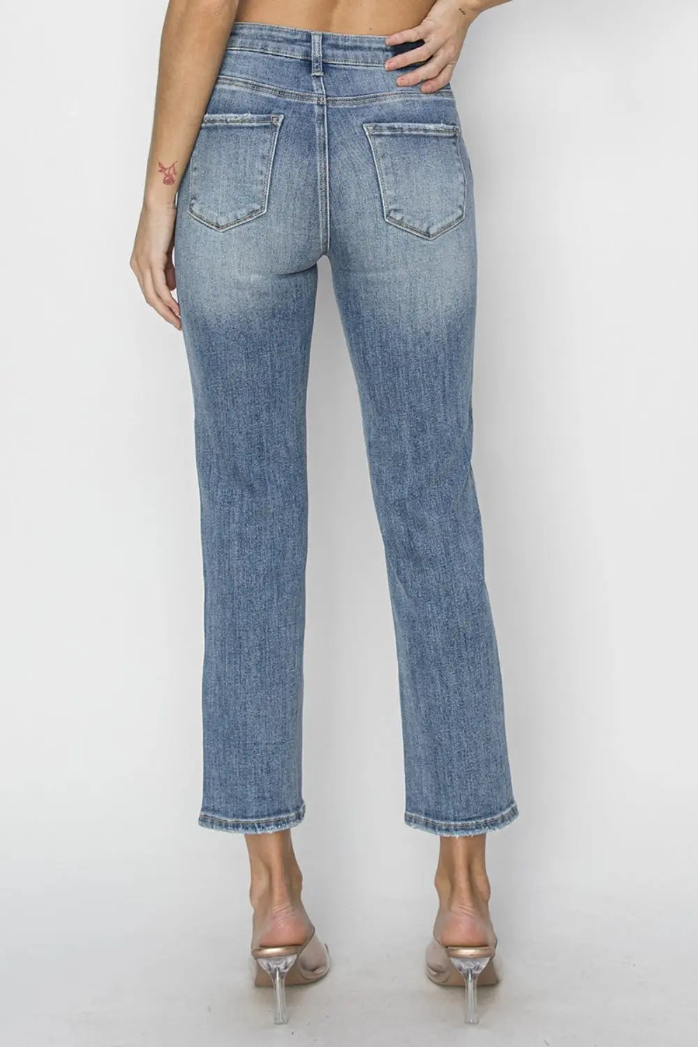 RISEN Full Size High Waist Distressed Cropped Jeans - Be Bliss Boutique