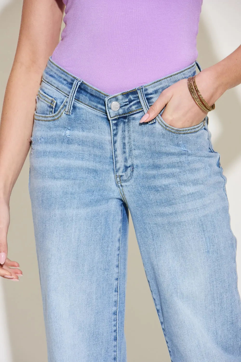 Judy Blue Full Size V Front Waistband Straight Jeans - Be Bliss Boutique