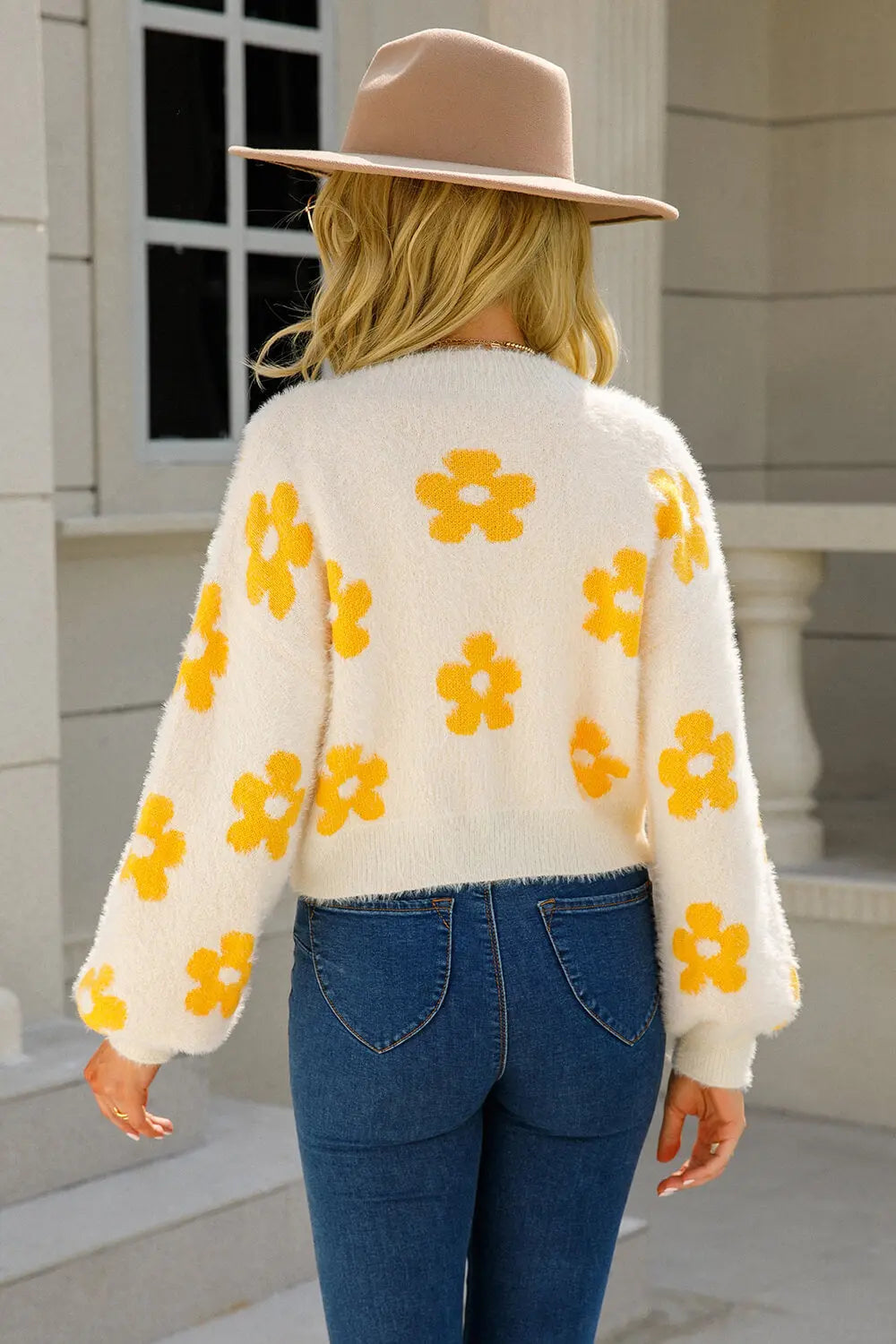 Floral Open Front Fuzzy Cardigan - Be Bliss Boutique