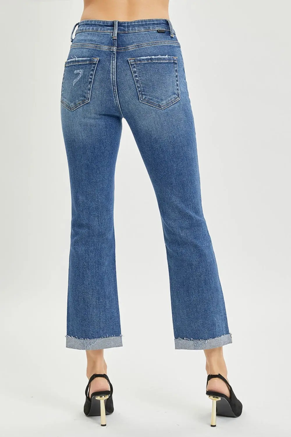 RISEN Full Size Button Fly Cropped Bootcut Jeans - Be Bliss Boutique