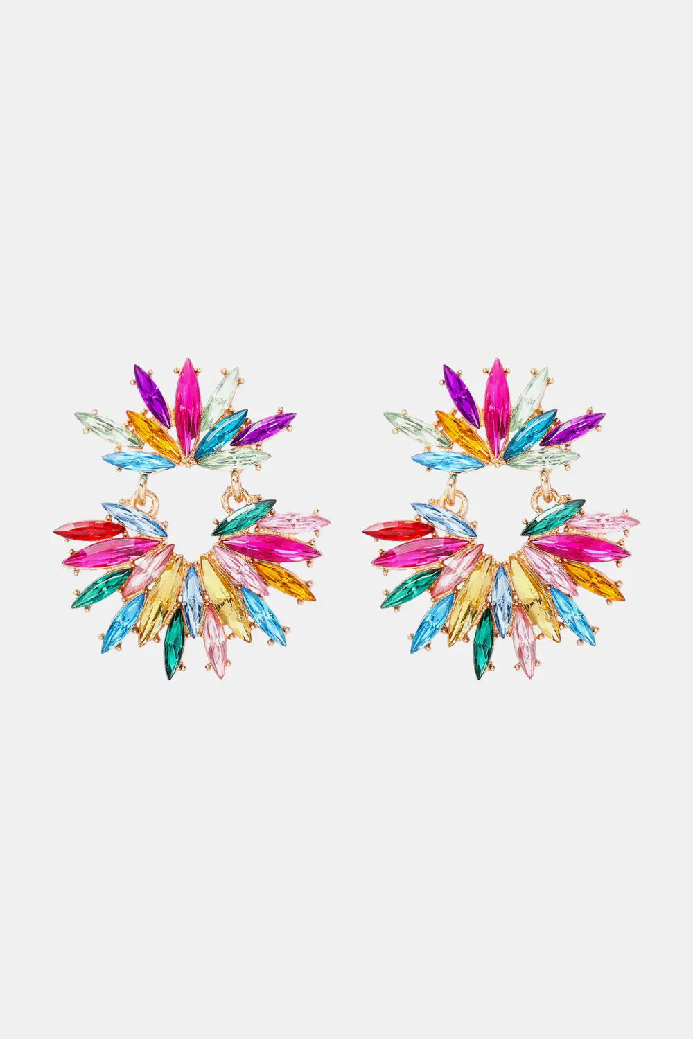 Flower Shape Glass Stone Dangle Earrings - Be Bliss Boutique