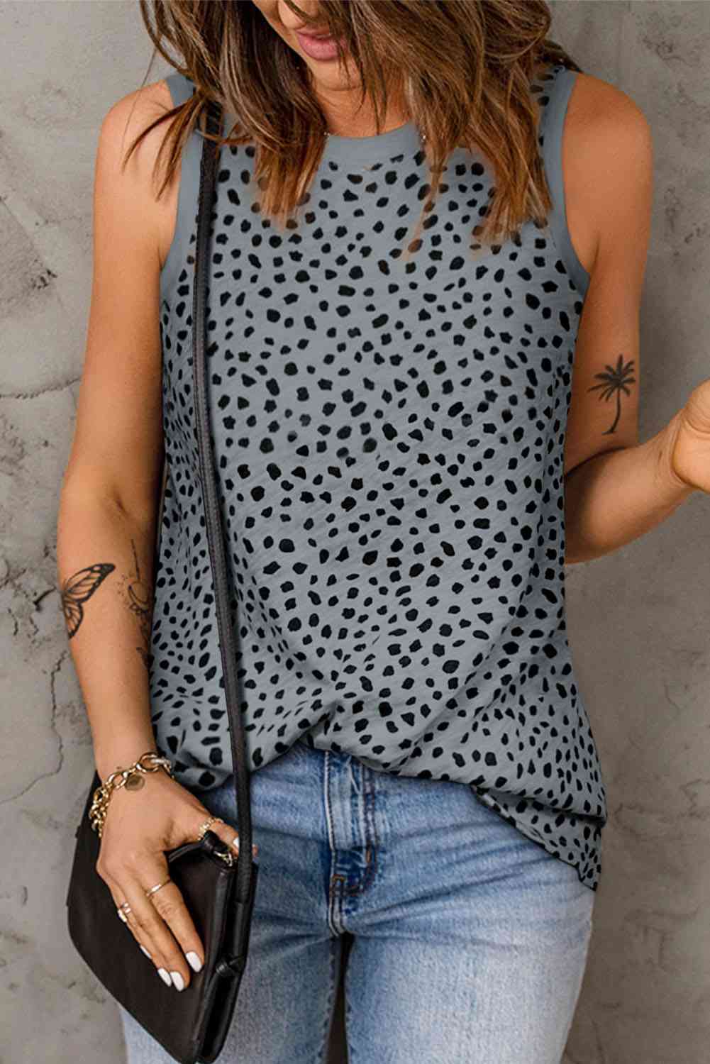 Printed Round Neck Tank - Be Bliss Boutique