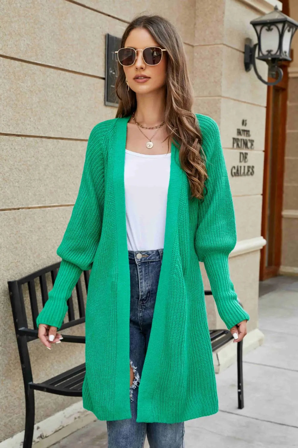 Open Front Lantern Sleeve Cardigan - Be Bliss Boutique