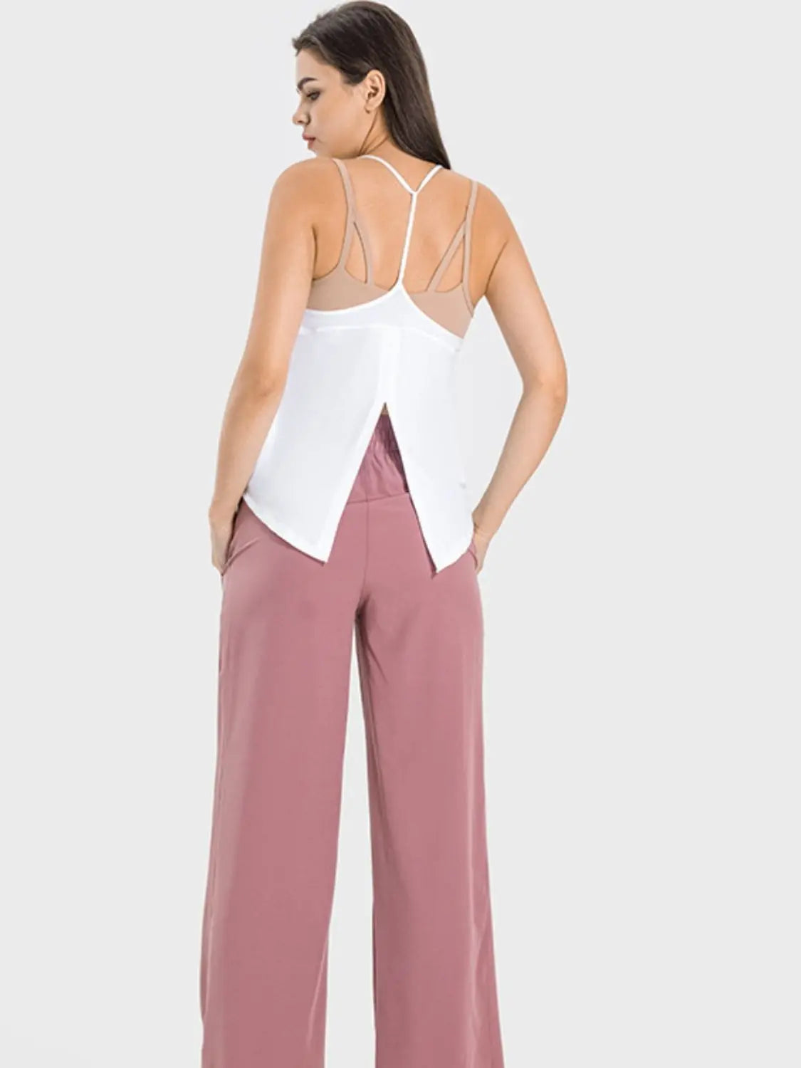 Slit Spaghetti Strap Scoop Neck Cami - Be Bliss Boutique