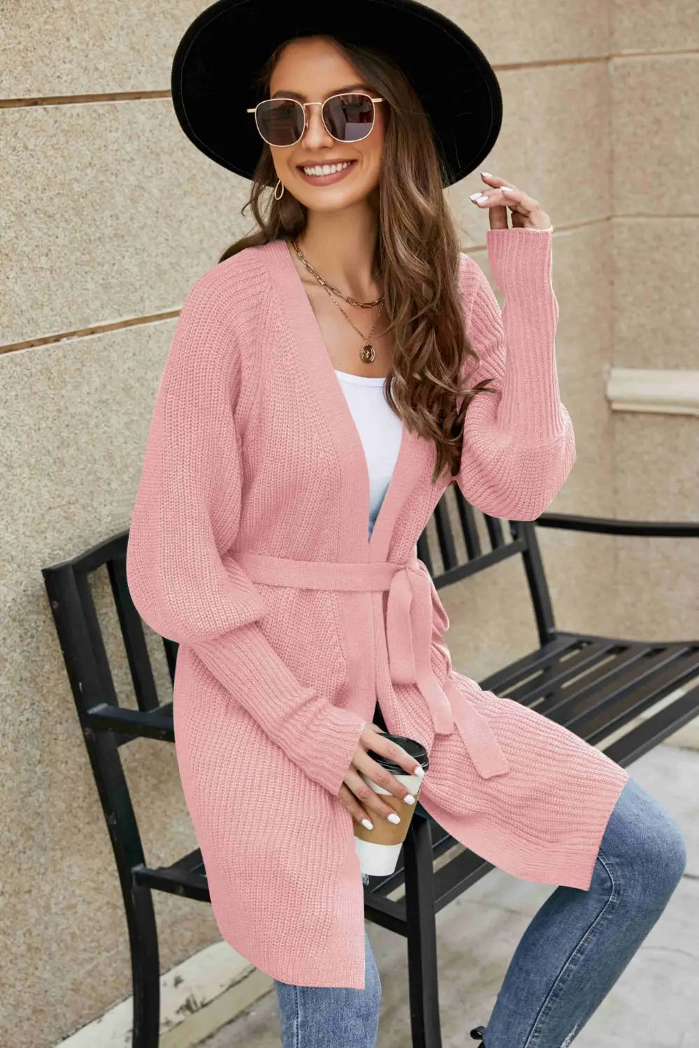 Open Front Lantern Sleeve Cardigan - Be Bliss Boutique