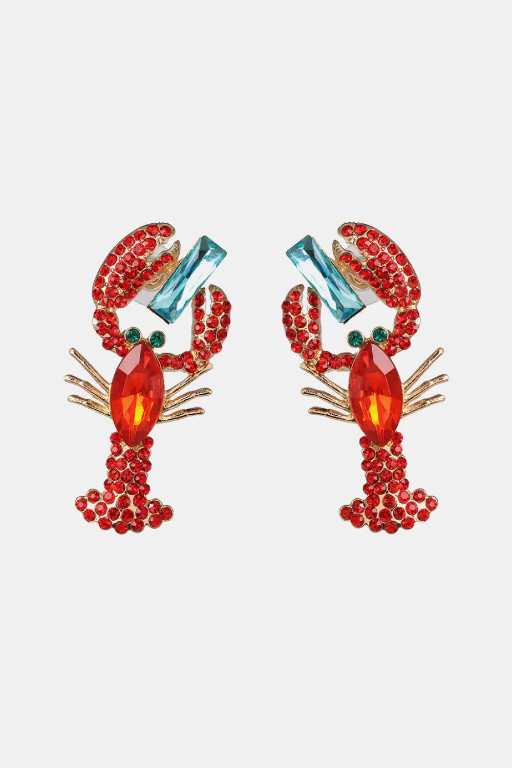 Lobster Shape Glass Stone Dangle Earrings - Be Bliss Boutique
