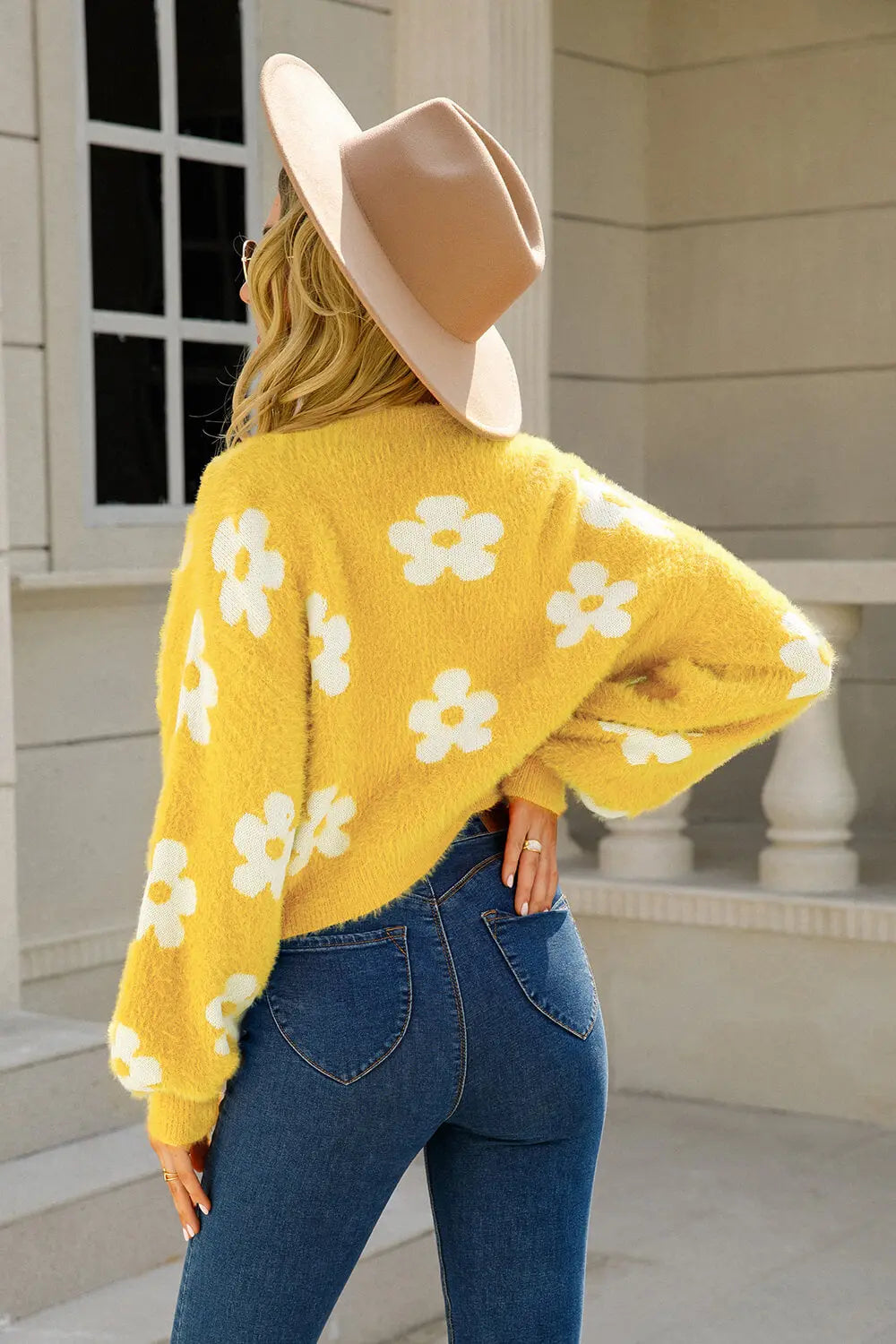 Floral Open Front Fuzzy Cardigan - Be Bliss Boutique