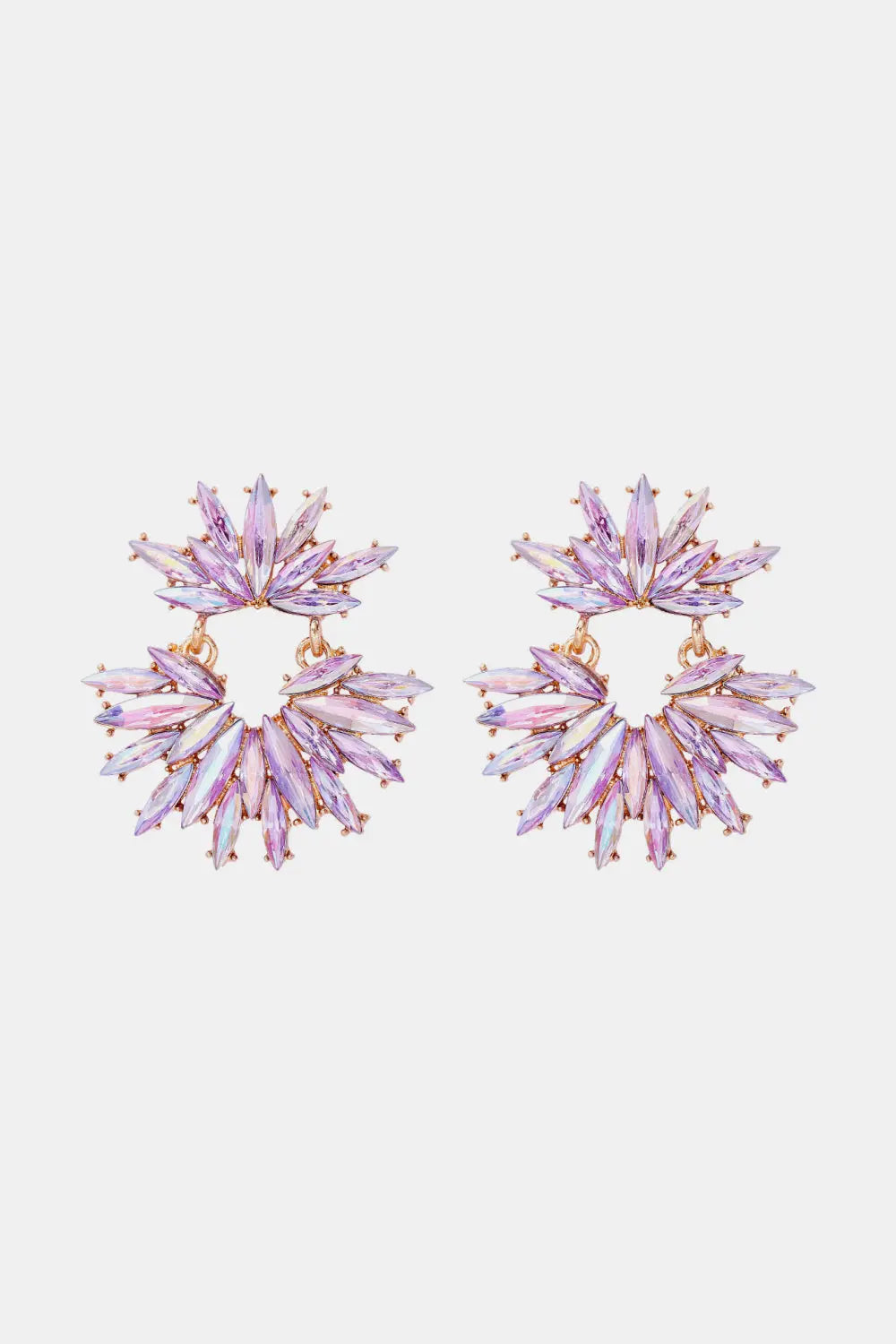 Flower Shape Glass Stone Dangle Earrings - Be Bliss Boutique