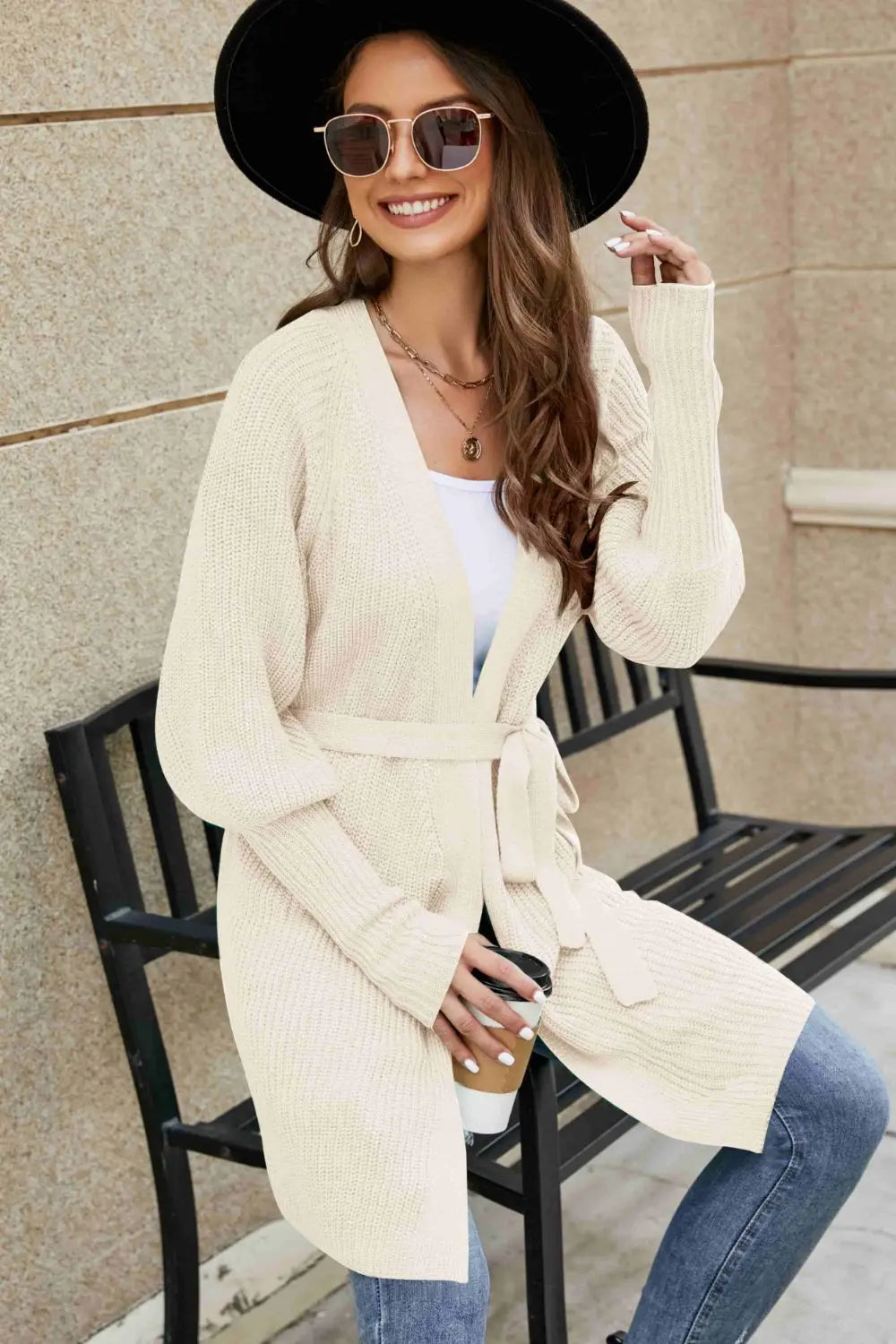 Open Front Lantern Sleeve Cardigan - Be Bliss Boutique
