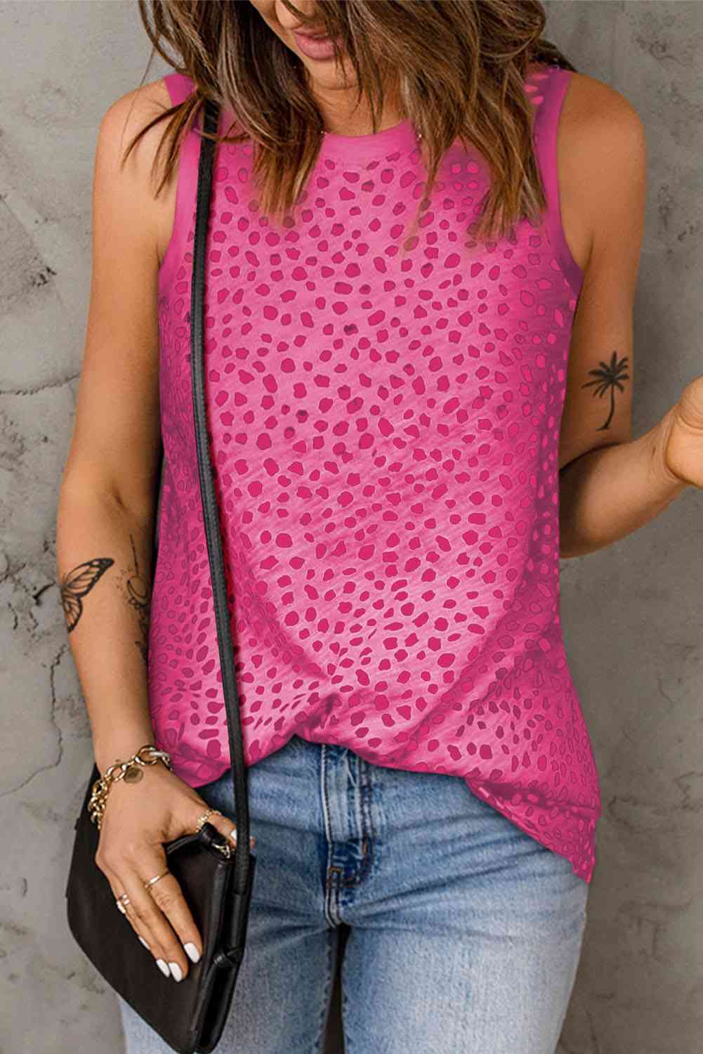Printed Round Neck Tank - Be Bliss Boutique