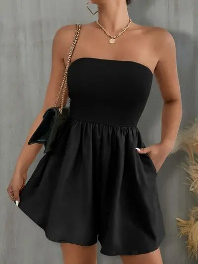 Pocketed Tube Wide Leg Romper - Be Bliss Boutique