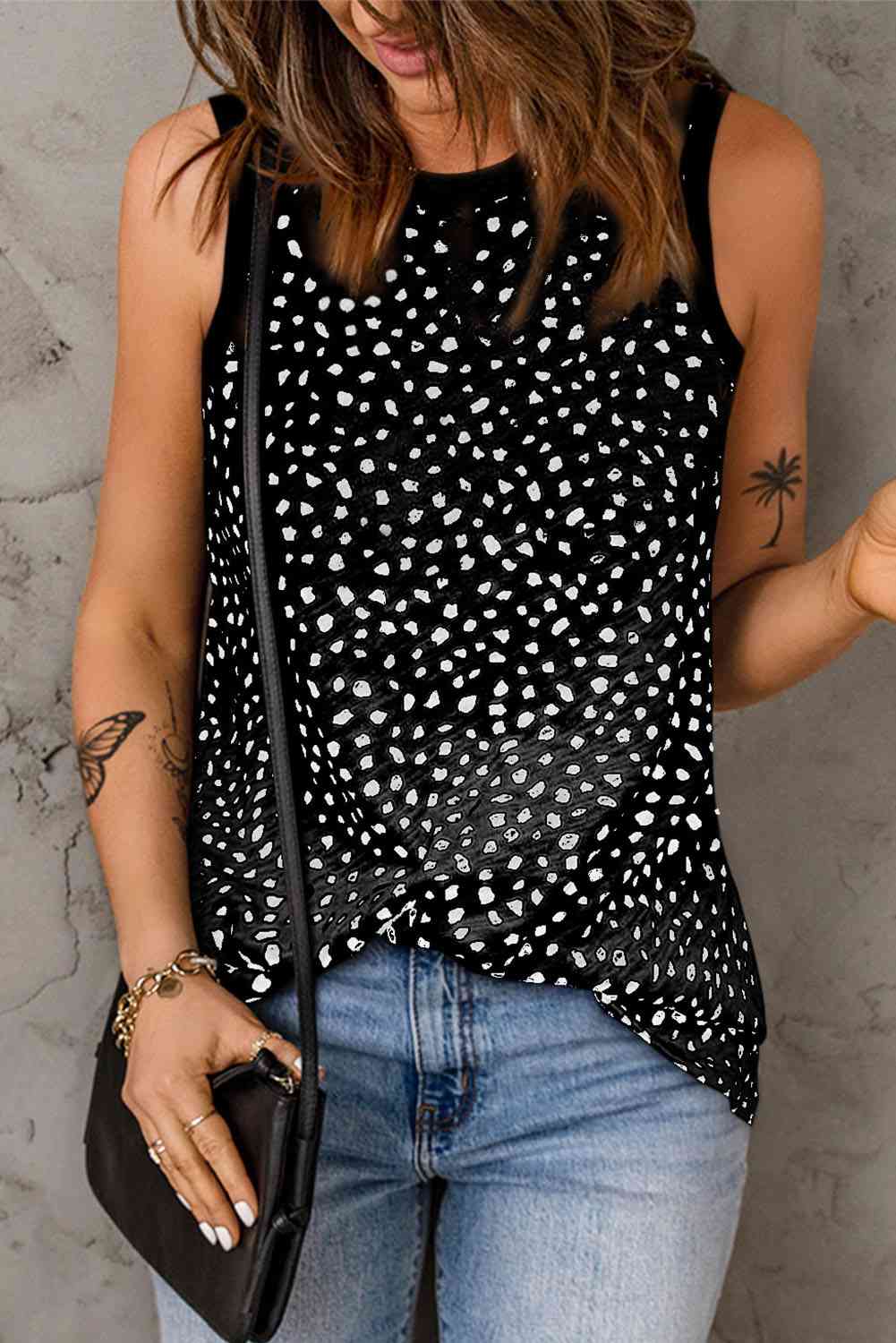 Printed Round Neck Tank - Be Bliss Boutique
