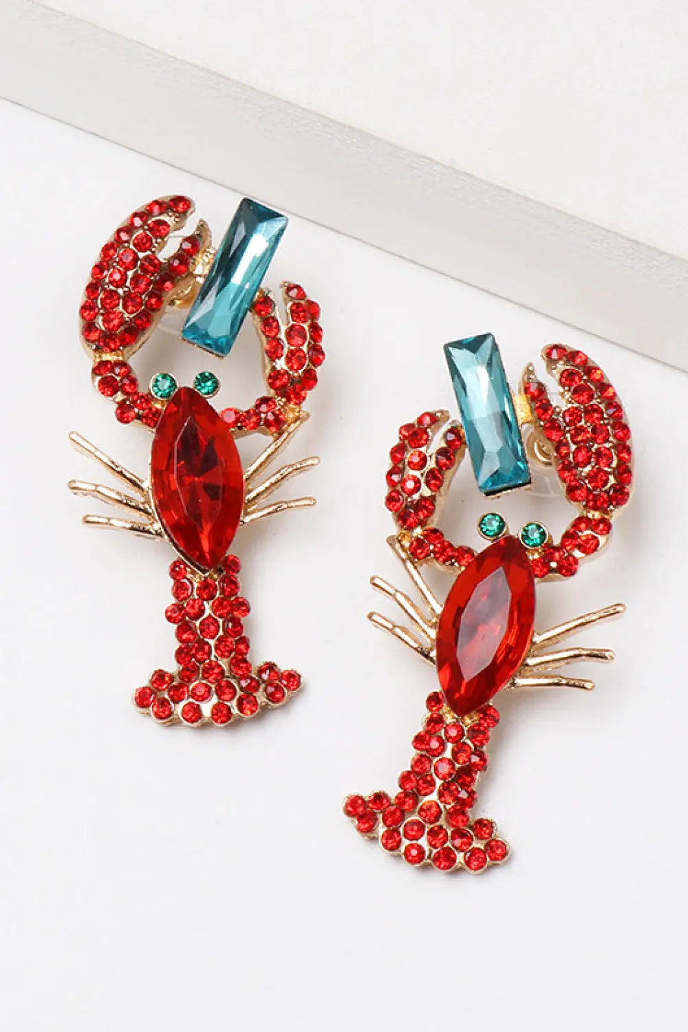 Lobster Shape Glass Stone Dangle Earrings - Be Bliss Boutique