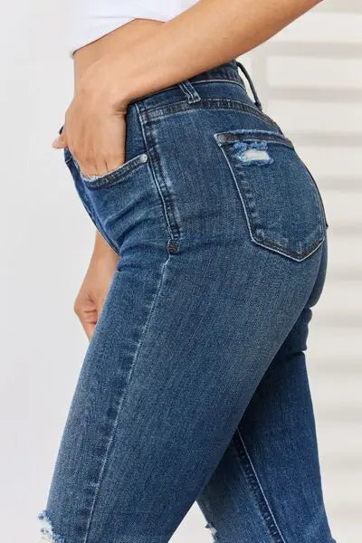 Judy Blue Full Size High Waist Distressed Slim Jeans - Be Bliss Boutique