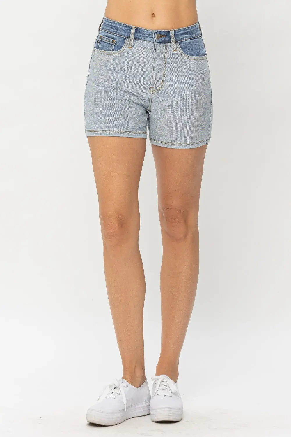 Judy Blue Full Size Color Block Denim Shorts - Be Bliss Boutique