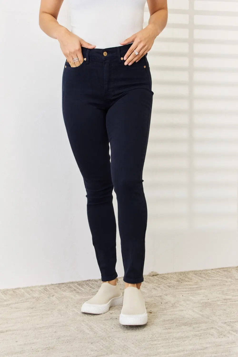 Judy Blue Full Size Garment Dyed Tummy Control Skinny Jeans - Be Bliss Boutique