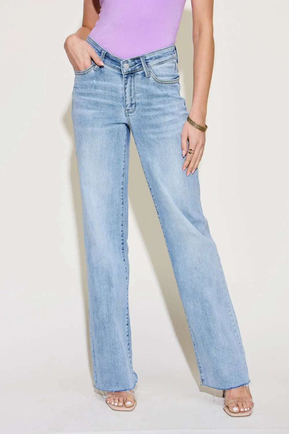 Judy Blue Full Size V Front Waistband Straight Jeans - Be Bliss Boutique